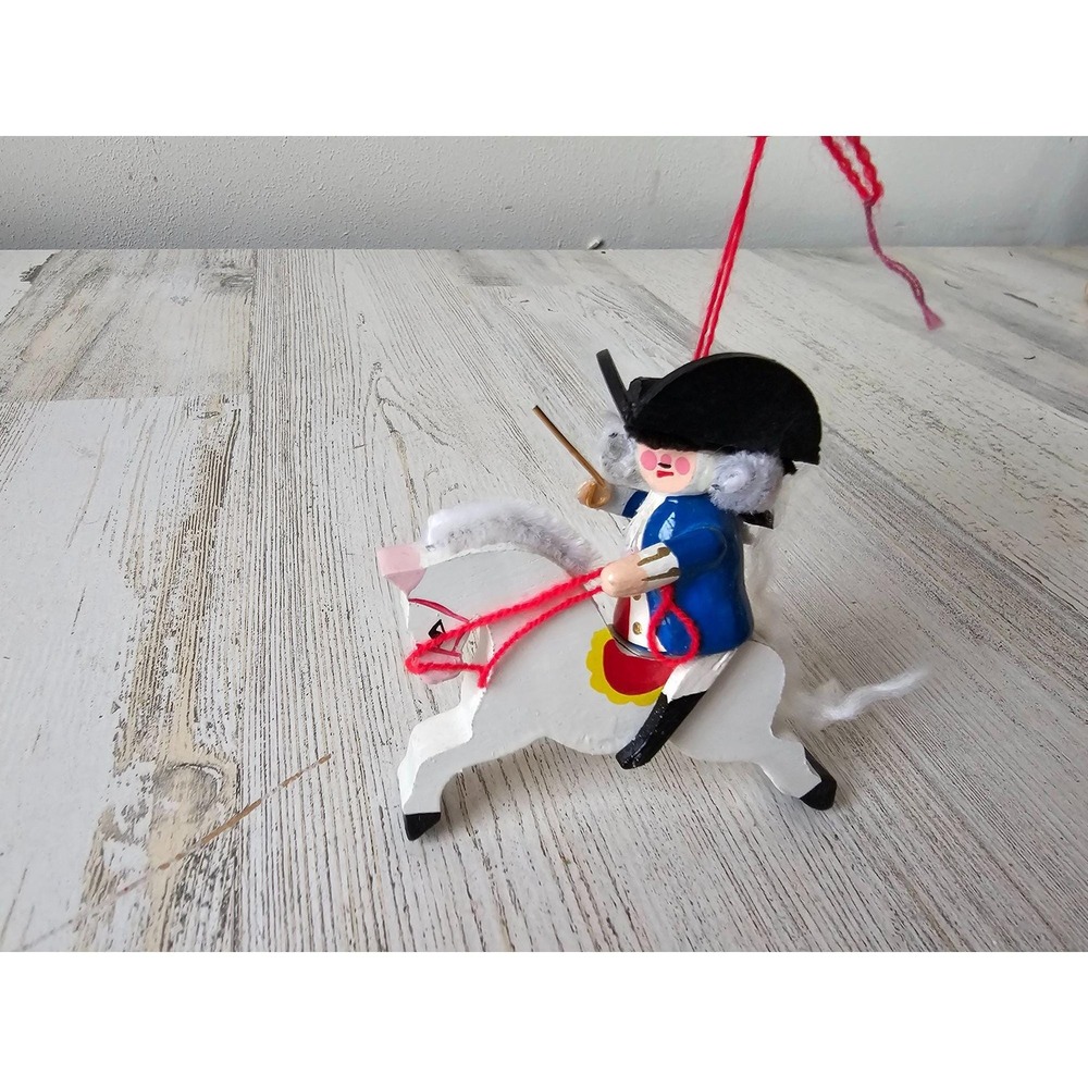 Vintage wooden George Washington ornament horse president Xmas tree